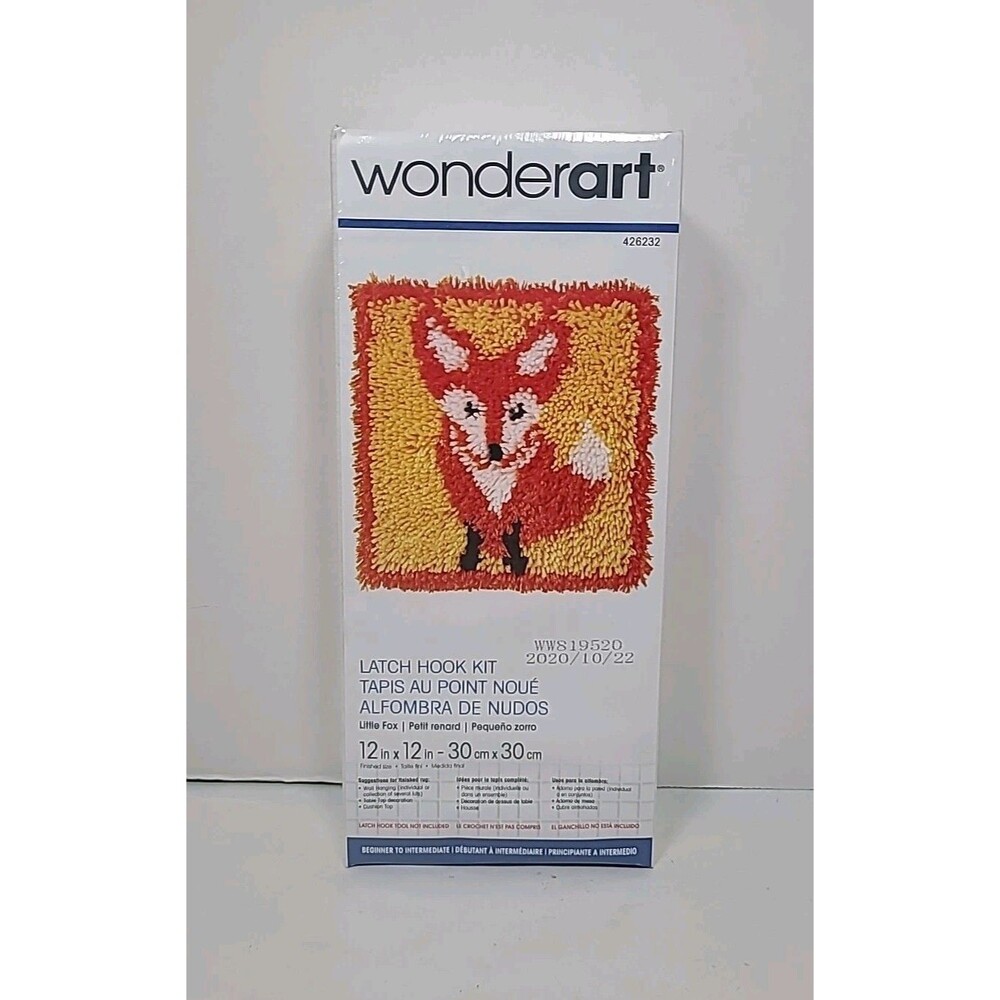 Wonderart Latch Hook Kit #426232 Little Fox 12inx12in Sealed